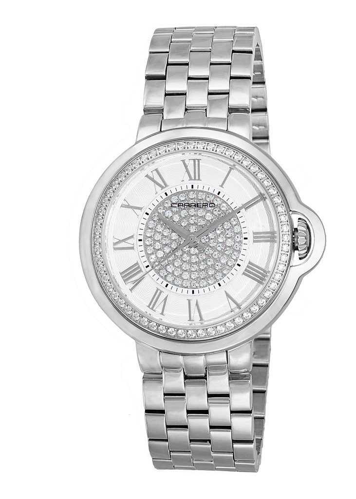 Carrero Beveled Bezel in Silver Tone with White Dial - Intrigue Fine ...