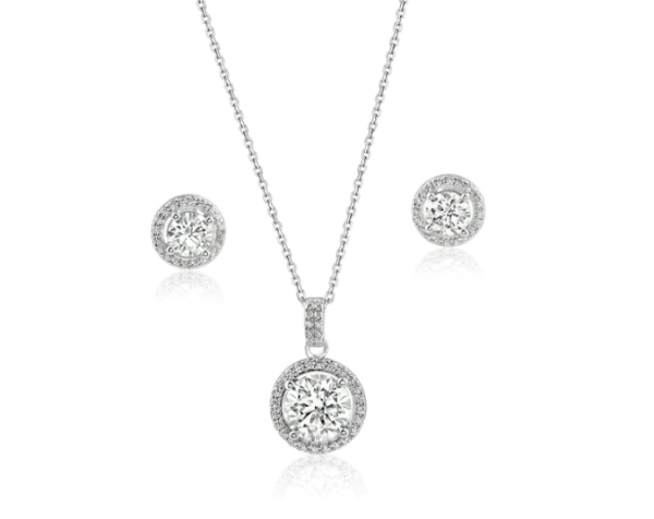 Round Moissanite Earring and Necklace Set - 3 CT Total - Intrigue Fine ...